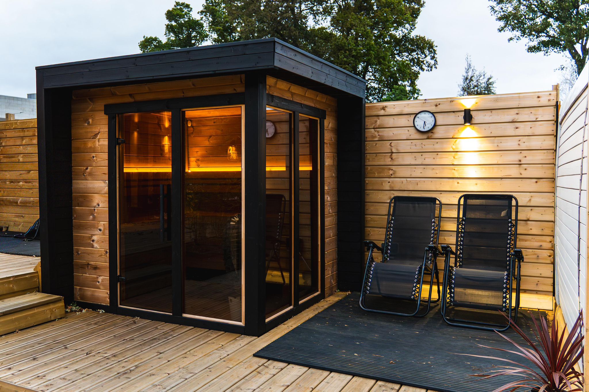 Wild Heat Saunas team building a luxury cedar sauna in Galway
