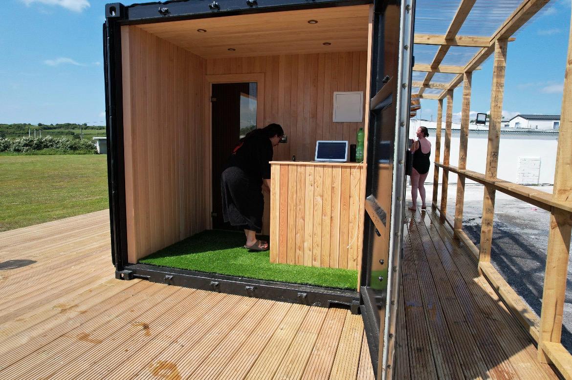 Wild Heat Saunas craftsmen working with cedar timber in their Galway workshop