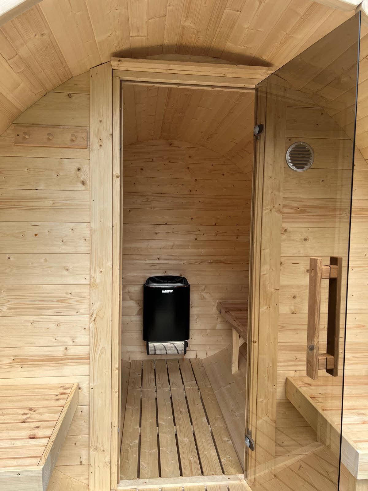 Sauna interior with benches and stove 3