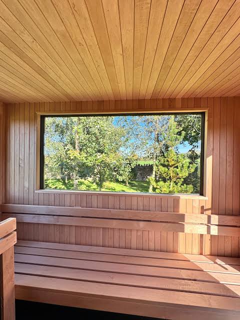 Cedar sauna being built and constructed in an Irish home